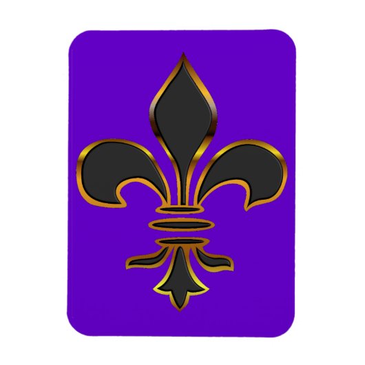 Magnet Flexible Fleur de lis noire découpée en or (Vertical)