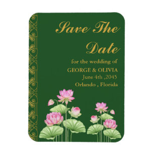 Magnet Flexible Fleur de Lotus Mariage Indien Save the Date