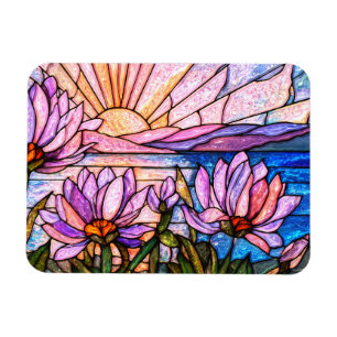 Magnet Flexible Fleur de Lotus Nénuphar Rose Violet Orange Coucher