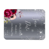 Magnet Flexible Fleur de parties scintillant d'argent d'anniversai (Horizontal)