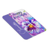 Magnet Flexible Fleur de Pensée Violette Fille Nom Anniversaire (Côté Droit)