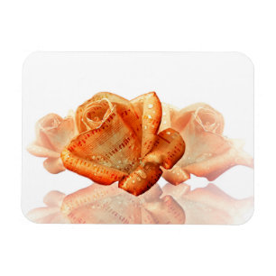 Magnet Flexible Fleur de Rose corail avec Partition