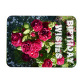 Magnet Flexible Fleur de rose rouge Jardin fleuri Joyeux anniversa (Horizontal)