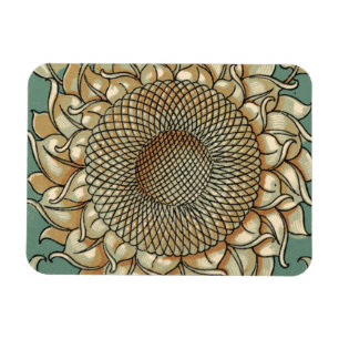 Magnet Flexible Fleur de tournesol sur Arrière - plan bleu-vert