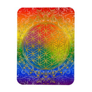 Magnet Flexible Fleur de vie - Ornement Arc-en-ciel or