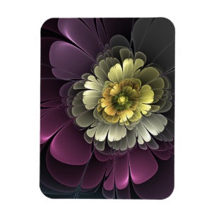 Magnet Flexible Fleur fractale grise et pourpre moderne abstraite