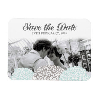 Magnet Flexible Fleurs Aqua vintages Économisez la date Aimant fle