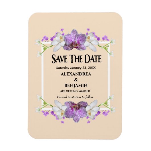 Magnet Flexible Fleurs Aquarelle Mariage Enregistrer La Date Perso (Vertical)