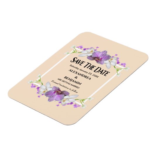 Magnet Flexible Fleurs Aquarelle Mariage Enregistrer La Date Perso (Côté Gauche)