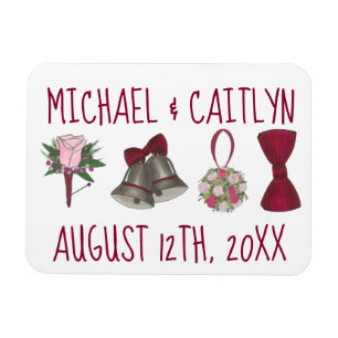 Magnet Flexible Fleurs Bell Mariage personnalisées Bowtie Bouquet