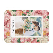 Magnet Flexible Fleurs blanches et ivoire Mariage photo Merci (Horizontal)