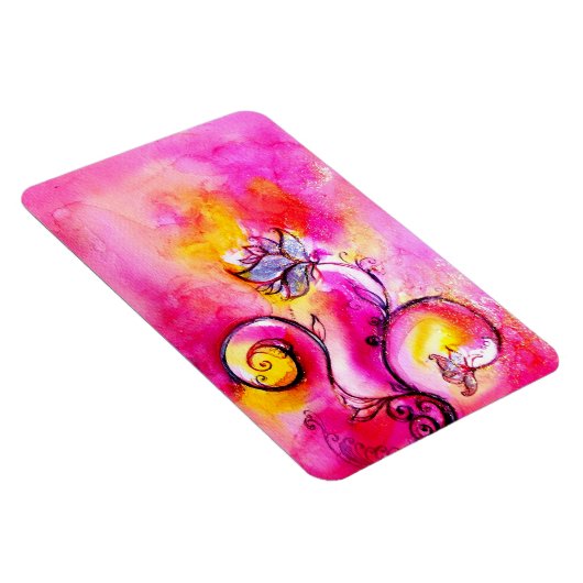 Magnet Flexible FLEURS BLANCHES rose fuchsia jaune violet (Côté Droit)