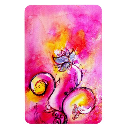 Magnet Flexible FLEURS BLANCHES rose fuchsia jaune violet (Vertical)