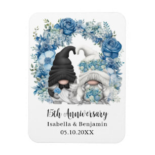 Magnet Flexible Fleurs bleues personnalisées 15e anniversaire Mari