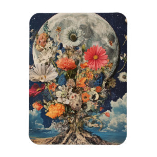 Magnet Flexible Fleurs colorées sous Pleine lune