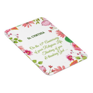 Magnet Flexible Fleurs d'aquarelle religieuses du 45e anniversaire