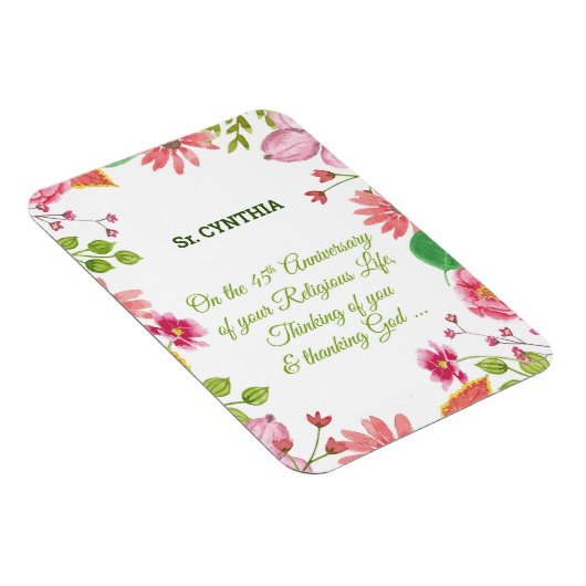 Magnet Flexible Fleurs d'aquarelle religieuses du 45e anniversaire (Côté Droit)
