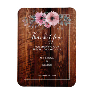 Magnet Flexible Fleurs d'aquarelle sur Merci en bois de grange mar