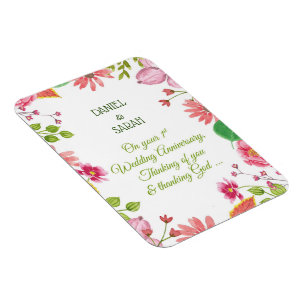 Magnet Flexible Fleurs de 1ère Anniversaire de Mariage Religieux