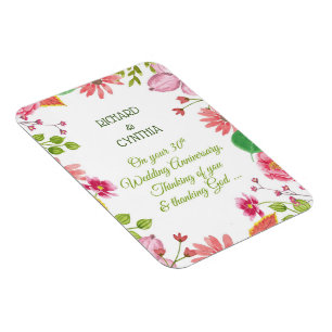 Magnet Flexible Fleurs de 30e anniversaire de mariage religieux