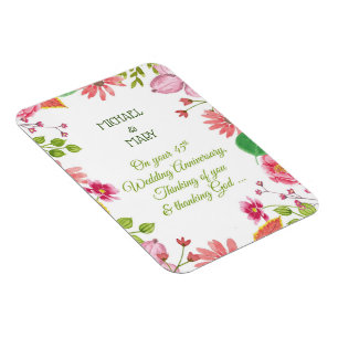 Magnet Flexible Fleurs de 45e anniversaire de mariage religieux
