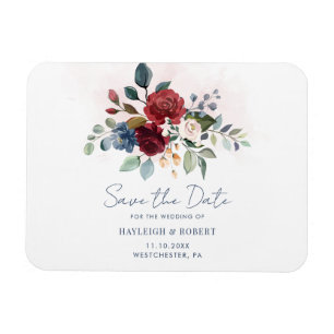 Magnet Flexible Fleurs de Bourgogne Mariage Économisez la Date