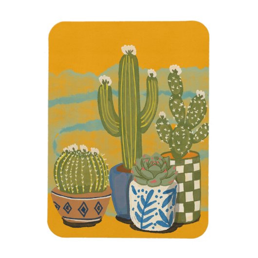 Magnet Flexible Fleurs de cactus vintage (Vertical)