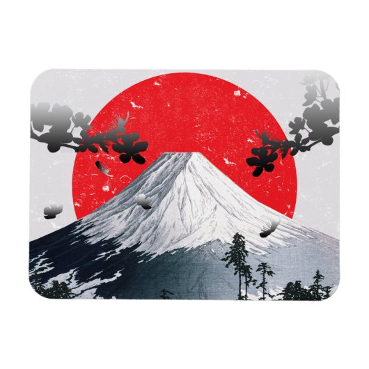 Magnet Flexible Fleurs de cerisiers Mont Fuji Japon (Horizontal)
