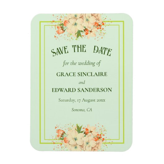 Magnet Flexible Fleurs de cerisiers roses, Enregistrer la date (Vertical)