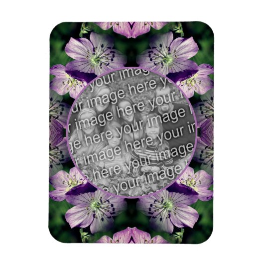Magnet Flexible Fleurs de géranium violet Ajouter votre photo (Vertical)
