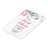 Magnet Flexible Fleurs de Magnolia rose Mariage Invitation naturel (Côté Gauche)