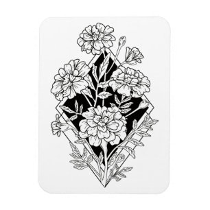 Magnet Flexible Fleurs de marigold géométriques