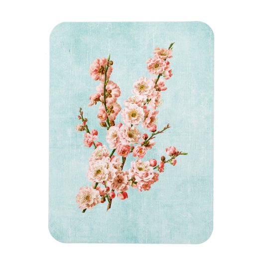 Magnet Flexible Fleurs de prunier sur jean vieilli (Vertical)