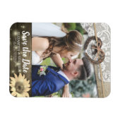 Magnet Flexible Fleurs de Soleil Mariage Enregistrer La Date Photo (Horizontal)