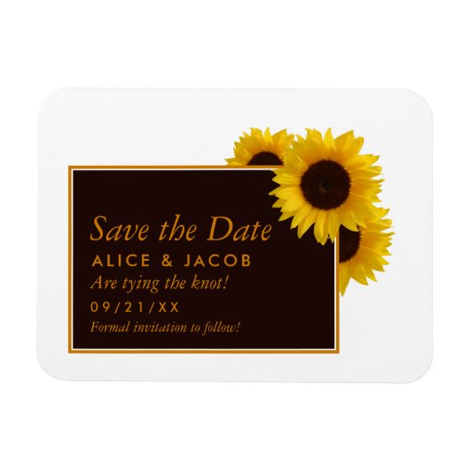 Magnet Flexible Fleurs de soleil rustiques - Mariage Enregistrer L (Horizontal)