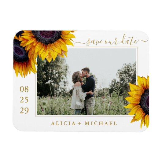 Magnet Flexible Fleurs de soleil rustiques mariage enregistrer la  (Horizontal)