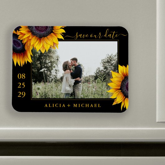 Magnet Flexible Fleurs de soleil rustiques mariage enregistrer la