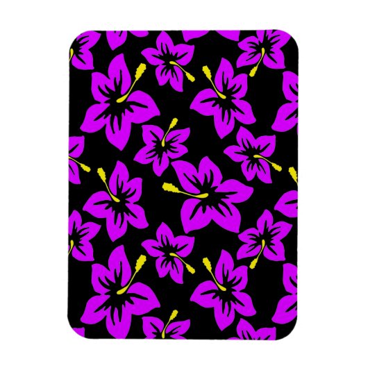 Magnet Flexible Fleurs d'hibiscus hawaïens violets tropicaux (Vertical)
