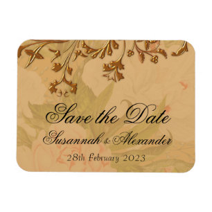 Magnet Flexible Fleurs d'or décoratives et pivoines Mariage Boho