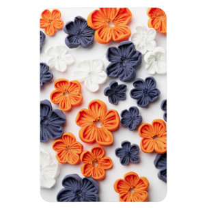 Magnet Flexible Fleurs en tissu cousu à la main printemps orange b