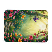 Magnet Flexible Fleurs et papillon dans une forêt tropicale enchan (Horizontal)