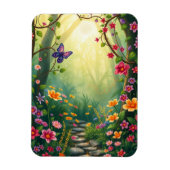 Magnet Flexible Fleurs et papillon dans une forêt tropicale enchan (Vertical)