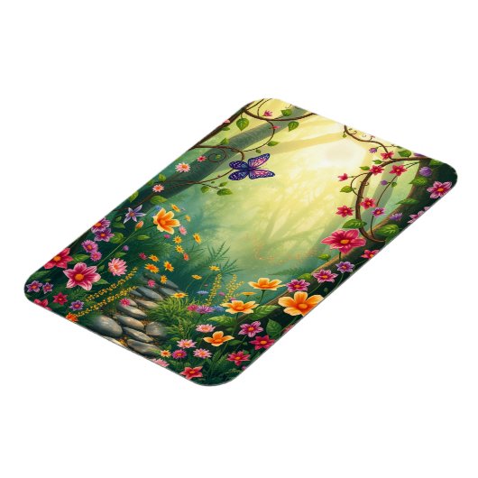 Magnet Flexible Fleurs et papillon dans une forêt tropicale enchan (Côté Gauche)