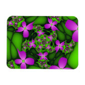 Magnet Flexible Fleurs fractales Abstraites de néon rose vert (Horizontal)