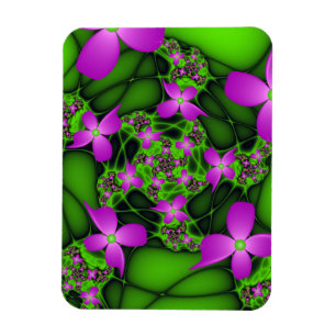 Magnet Flexible Fleurs fractales Abstraites de néon rose vert