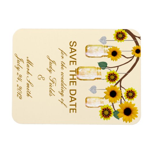 Magnet Flexible Fleurs Jaunes Bocs Mason Enregistrer L'Aimant Date (Horizontal)