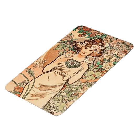 Magnet Flexible Fleurs - le Rose d'Alphonse Mucha (Côté Gauche)