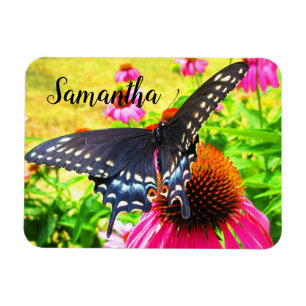 Magnet Flexible Fleurs noires d'echinacée de rose de papillon de