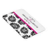 Magnet Flexible Fleurs noires et blanches funky 'Sauvez la date' M (Côté Droit)