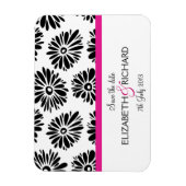 Magnet Flexible Fleurs noires et blanches funky 'Sauvez la date' M (Vertical)